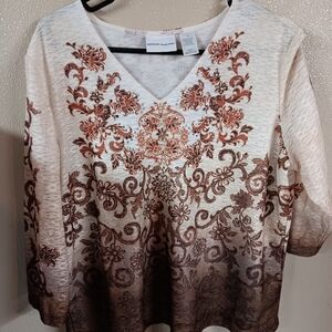 Women’s Size Large Alfred Dunner 3/4 Sleeve Pullover Top